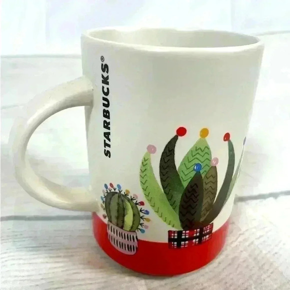 2017 Starbucks Cactus Lights Succulent Holiday Christmas 12 Oz Mug Coffee tea - Picture 3 of 9